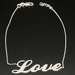 RHODIUM OVER STERLING SILVER LOVE BRACELET 7.5